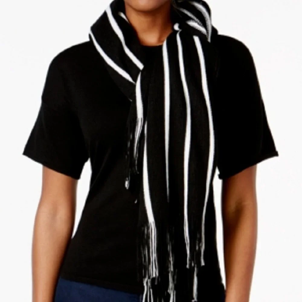 Charter Club Pinstripe Bias Poncho/Scarf, One Size Retail $58.50
